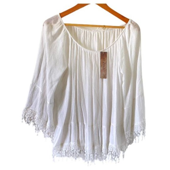 ZINKA Tops - BNWT Women's ZINKA Lightweight White Top Blouse UK Size XL moderate SHEER feel
